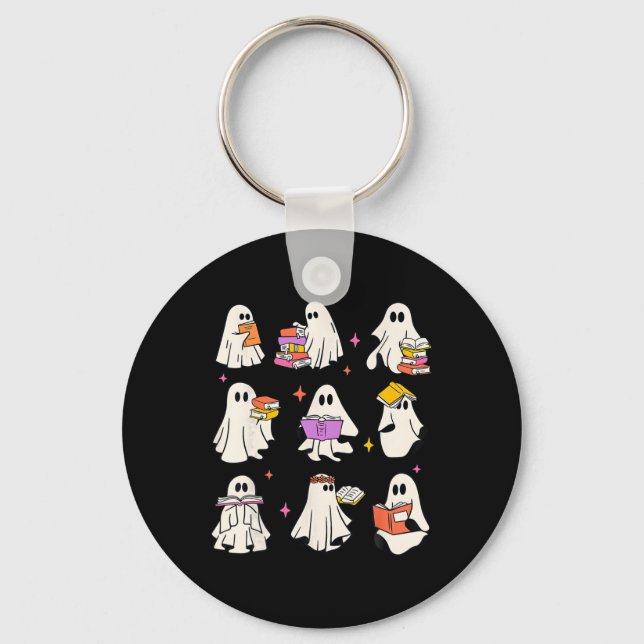 Llavero Profesor retro Halloween Fantasma Leer más libros  (Anverso)