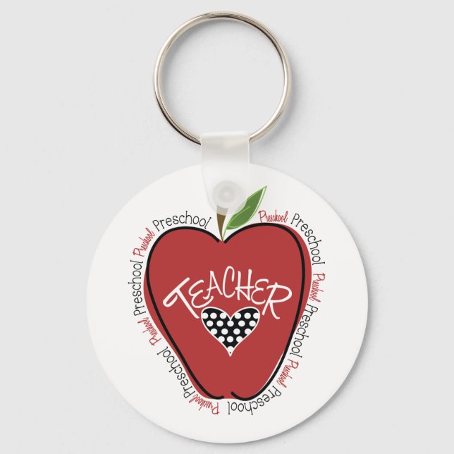 Llavero Profesora de Preescolar de Apple Roja (Anverso)