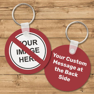 Llavero Prohibición del Rótulo circular con texto e imagen