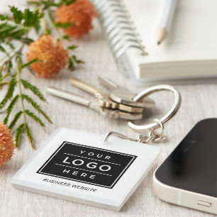 Llavero Promoción de Logo Empresarial Blanco con Marca