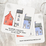 Llavero Promocion del agente inmobiliario Watercolor House<br><div class="desc">Con una pintura acuarela original de las casas. Promociona su negocio de Inmobiliaria o de Agente de Lactancia con un regalo de limpieza para sus clientes y clientes cuando se muden a su nuevo hogar. Cambie el texto a personalizar. Arte original de Nic Squirrell.</div>