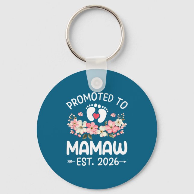 Llavero Promoted To Mamaw 2026 First Time Floral New Mamaw (Anverso)