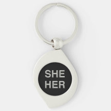 Pronoun Metalizado Keychain (Ella/Ella)