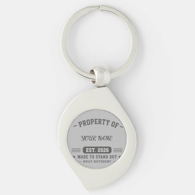 Llavero Propiedad Personalizada De Nombre – Estilo Varsity (Anverso)