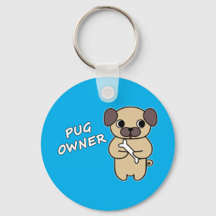 Llavero PROPIETARIO DE PUG - Azul Cielo