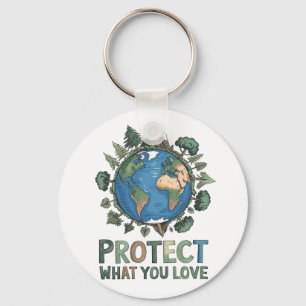 Llavero Proteger lo que amas" Diseño ambiental de la Tierr