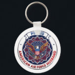 Llavero Proud American Air Force Husband<br><div class="desc">This design features colorful American eagle with its wings widely spread. The eagle is located over the magic mandala and is decorated with the USA flag. The colorful text "Proud American Air Force Husband" goes around the image. A beautiful family gift for him. Do not forget to transfer this design...</div>