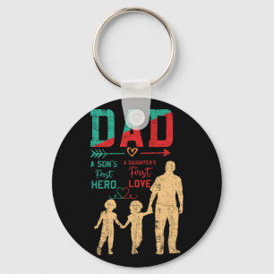 Llavero Proud Dad Of Twins A Son's First Hero A Daughter's