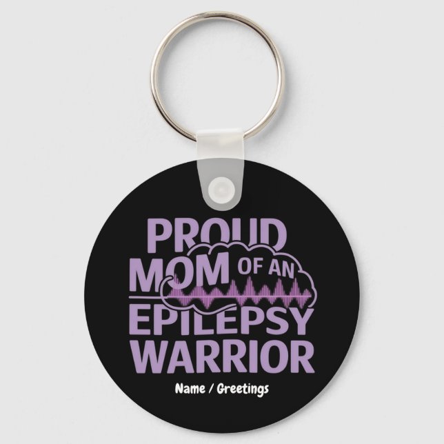 Llavero  Proud Mom of an Epilepsy Warrior Brain Wave (Anverso)