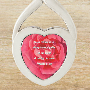 Llavero Proverbios 31:25 Biblia Personalizado Rosa Roja ve