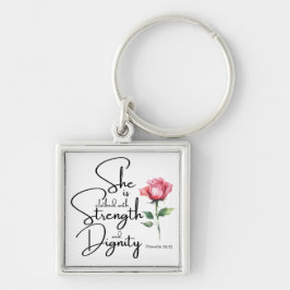 Llavero Proverbios 31:25 Ella está vestida de la Biblia Ve