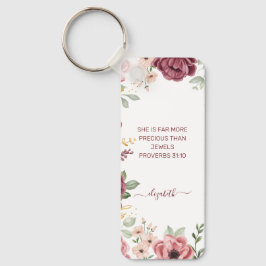 Llavero Proverbios 31 Elegante flor pastel rosa escritura