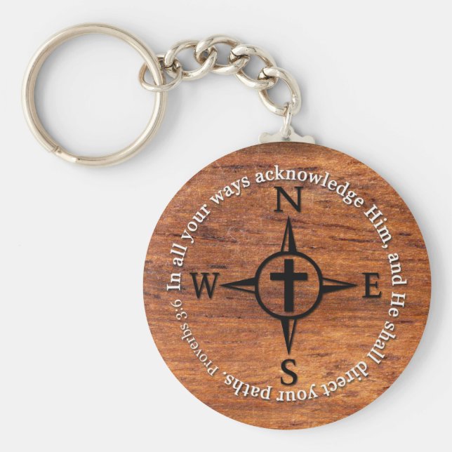 Llavero Proverbios 3:6 Dirigir sus trayectorias Biblia Ver (Frente)