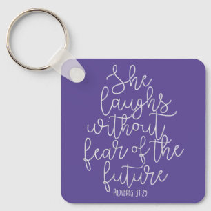 Llavero Proverbios, se ríe sin miedo, Biblia Verse