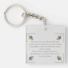Llavero PSALM 1:1-3 Diseño botánico,