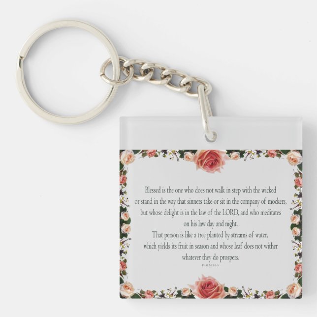 Llavero Psalm 1 with Flower Borders (Frente)