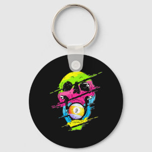 Llavero Psicodelic Skull Billiards Gift Colorful