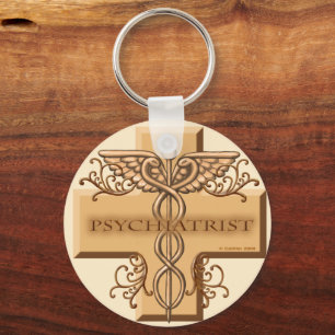 Llavero Psiquiatra Caduceus Round Keychain