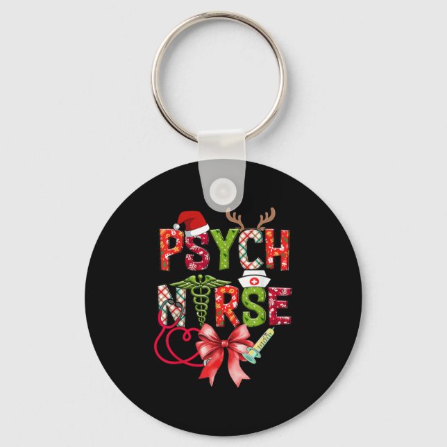 Llavero Psych Nurse Christmas Cute Coquette Christmas Bow  (Anverso)