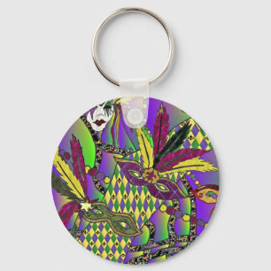 Llavero Psychedelic Mardi Gras Feather Masks Gifts Apparel