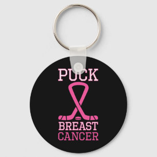 Llavero Puck Cáncer de Mama Lazo Rosa Hockey sobre Hielo C