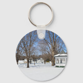 Llavero Pueblo Típico de Vermont en Invierno