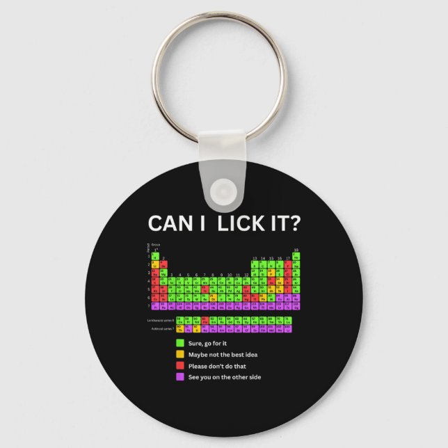Llavero ¿Puedo Lick It Periódica Mesa Niños Chicas Niños E (Anverso)