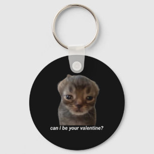Llavero ¿Puedo ser tu San Valentín Meme de gato divertido 