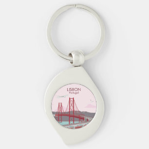 Llavero Puente de Lisboa sobre el río Tajo al estilo vinta