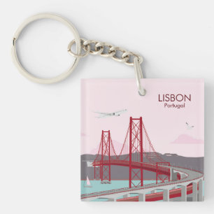 Llavero Puente de Lisboa sobre el río Tajo al estilo vinta