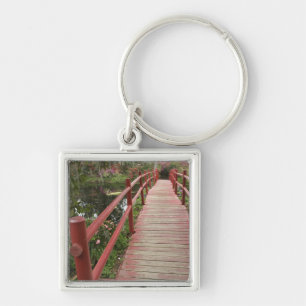 Llavero Puente rojo sobre estanque, Magnolia Plantation,