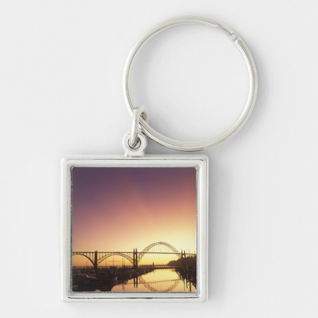 Llavero Puente Sun detrás del puente Newport, Oregón (Frente)