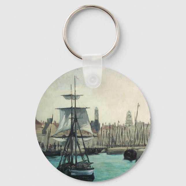 Llavero Puerto de Calais por Manet, arte del impresionismo (Anverso)