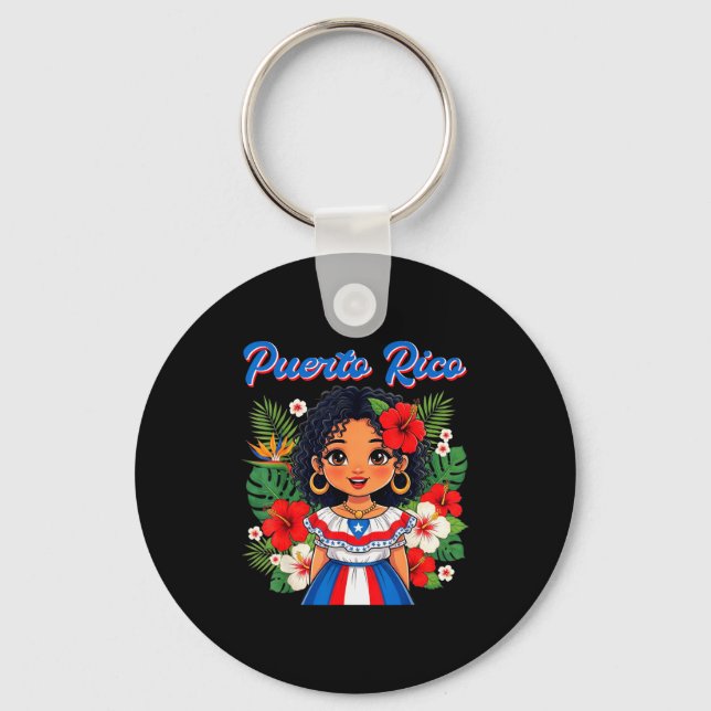 Llavero Puerto Rican Girl Culture Pride Cute Girl Traditio (Anverso)
