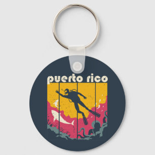 Llavero Puerto Rico Viejo Retro Buceo Guay Scuba Diver