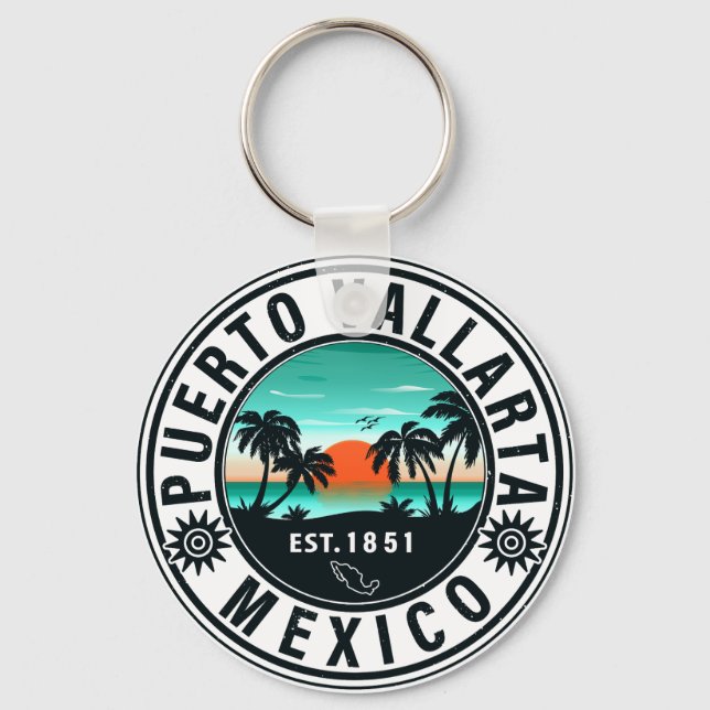 Llavero Puerto Vallarta México Retro Sunset Souvenirs 60 (Anverso)