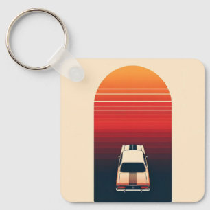 Llavero Puesta de sol retro minimalista viaje en coche vin
