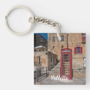 Llavero Puesto de teléfono rojo en La Valeta Malta