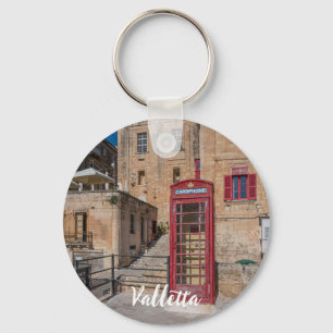 Llavero Puesto de teléfono rojo en La Valeta Malta