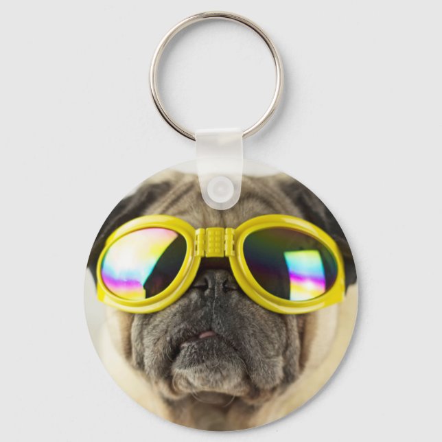 Llavero Pug con gafas (Anverso)