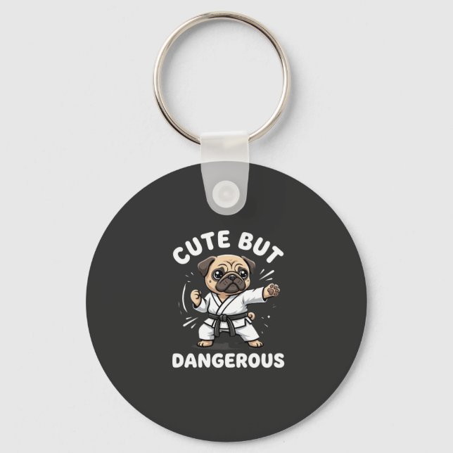 Llavero Pug de karate lindo pero peligroso (Anverso)