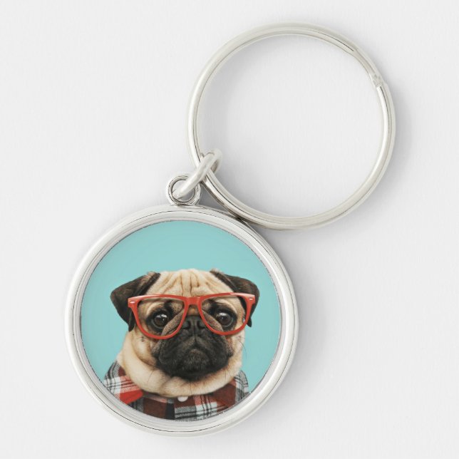 Llavero Pug de la camiseta cubierta (Frente)
