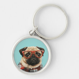 Llavero Pug de la camiseta de plástico