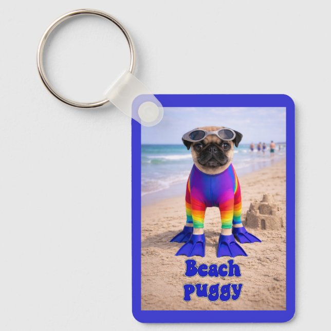 Llavero Pug de Playa (Anverso)