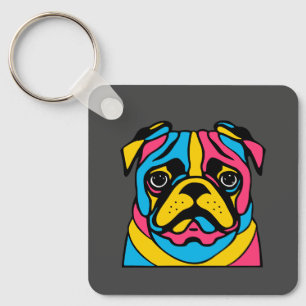 Llavero pug de tres tonos personalizables