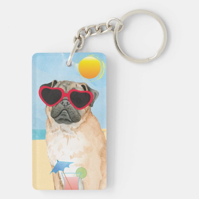 Llavero Pug de verano (Atrás)