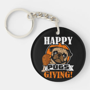 Llavero Pug Divertido Día de Acción de Gracias Pug Feliz D
