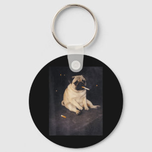Llavero Pug Divertido Fumando Cigarrillo de Memes Perro en