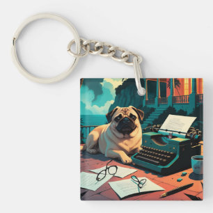 Llavero Pug Dog caballero vintage