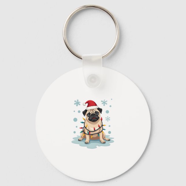 Llavero Pug Dog Christmas Men Women (Anverso)